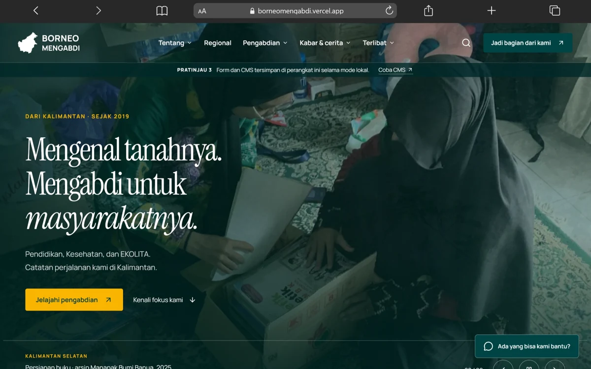 Original website screenshot of Borneo Mengabdi